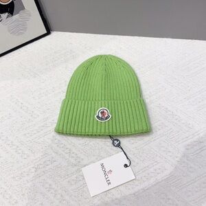 Moncler Light Green Ribbed Knit Hat